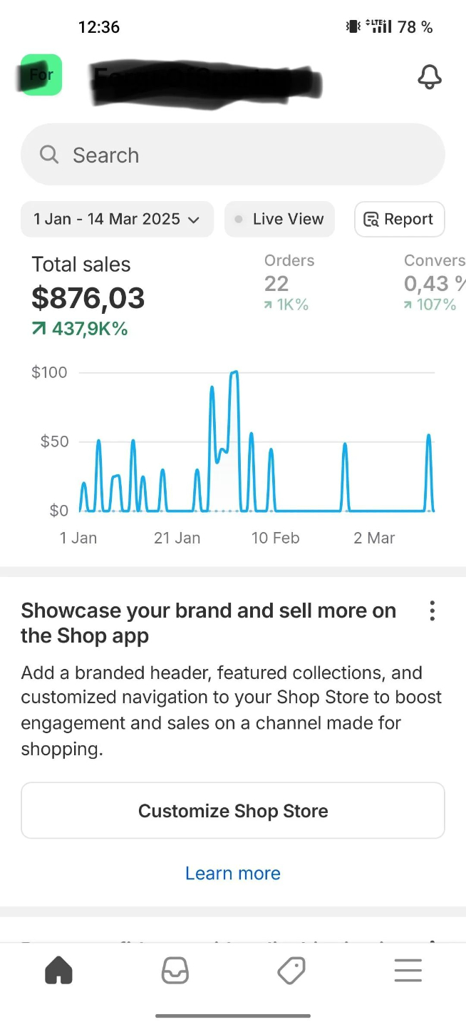 Student store: $876 across 22 orders