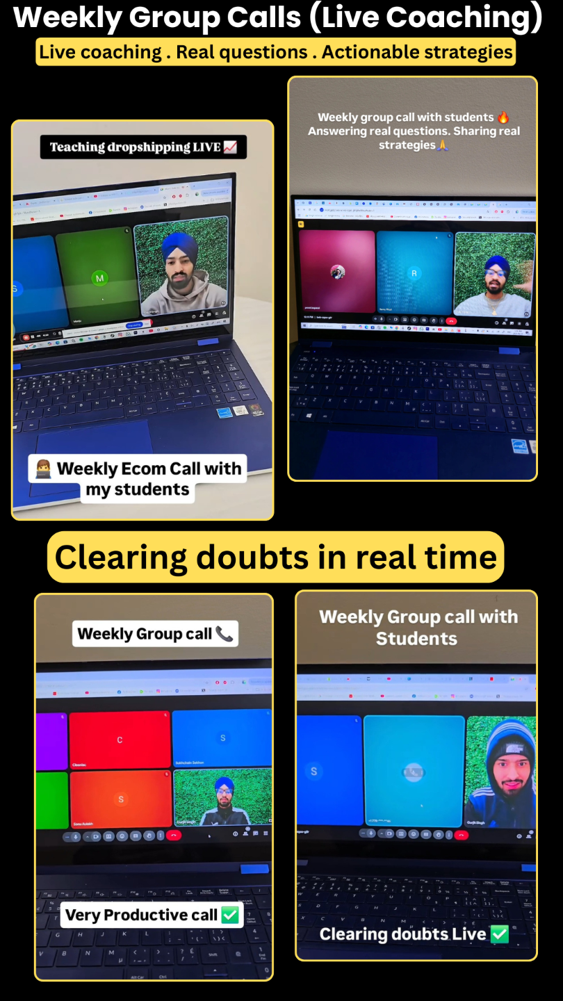Weekly live group coaching calls with students