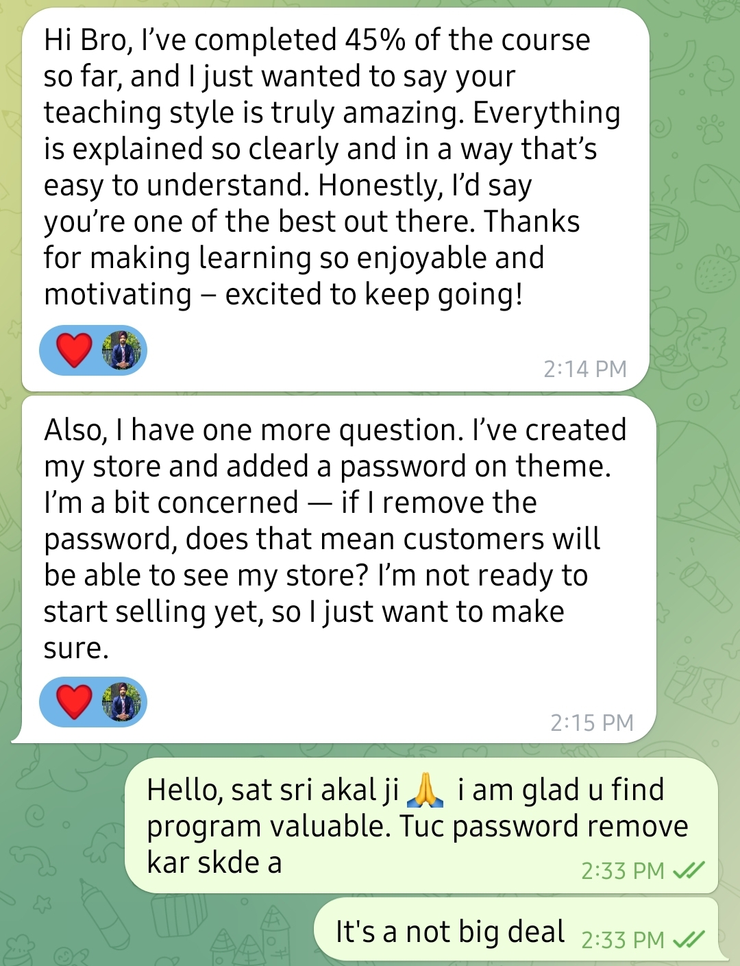 Student review about teaching style