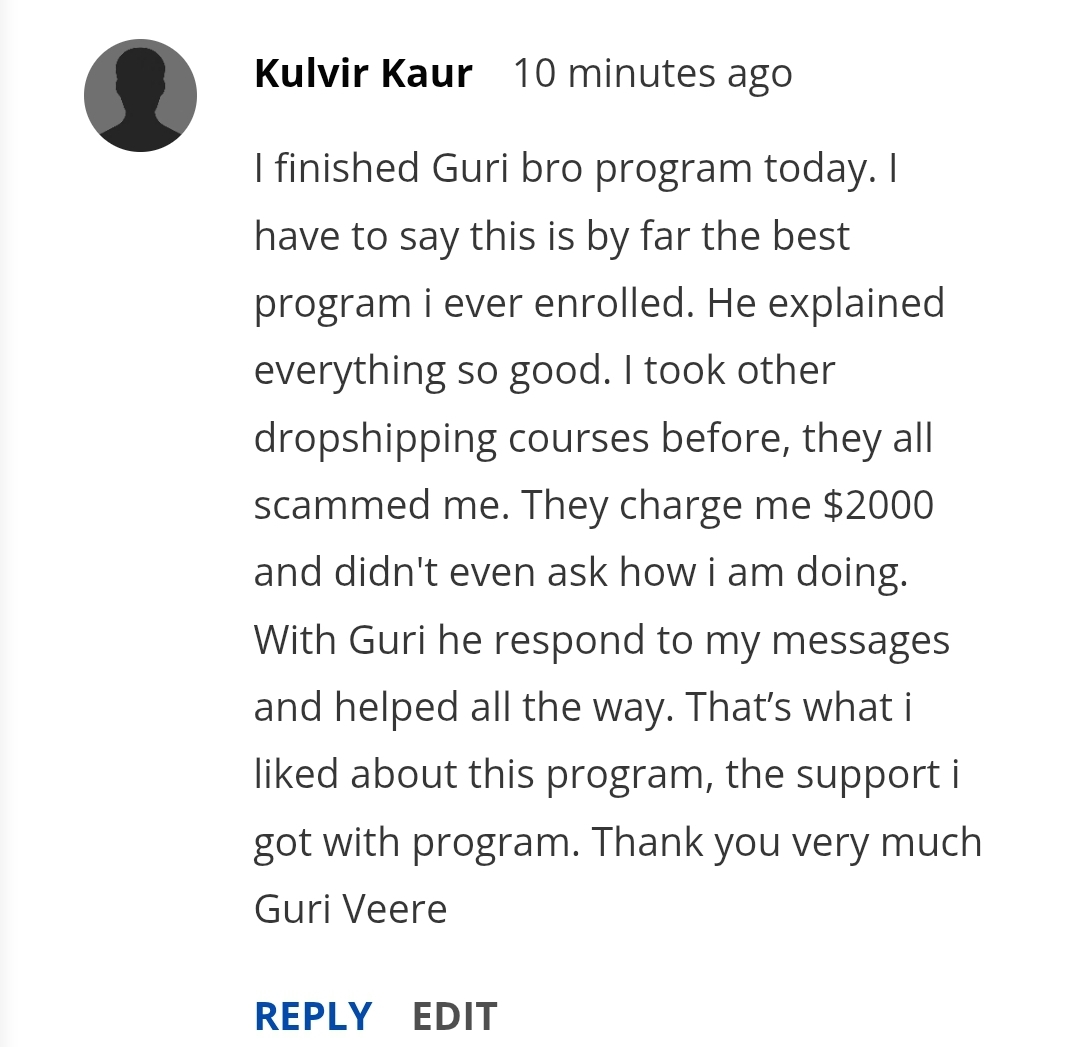 Student review from Kulvir Kaur
